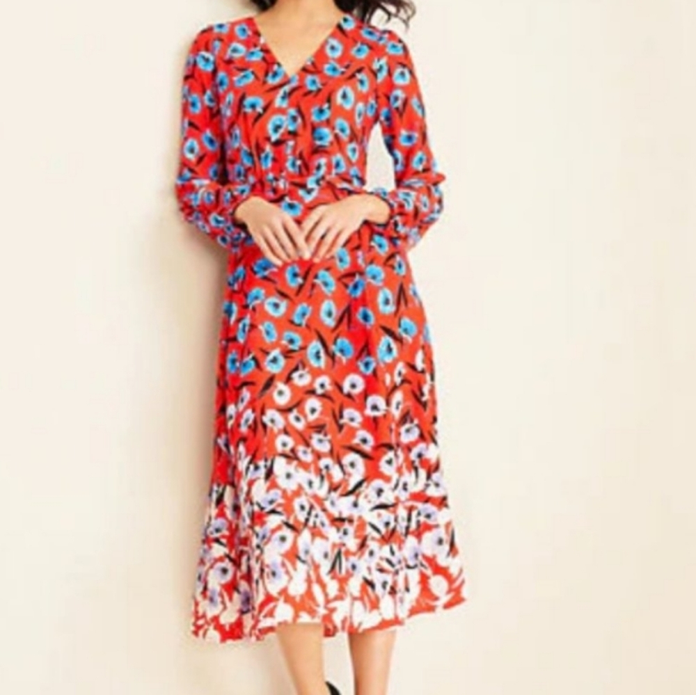 Gorgeous red floral Ann Taylor dress sz 10 nwt